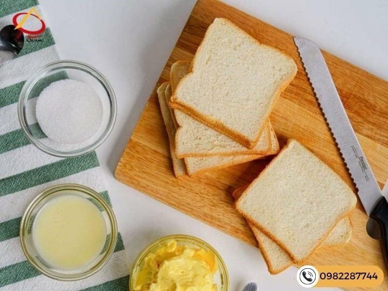 Nguyên liệu chuẩn bị bánh mì bơ đường đơn giản