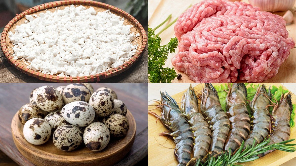 Nguyên liệu chuẩn bị cho cách nấu bánh canh thịt heo