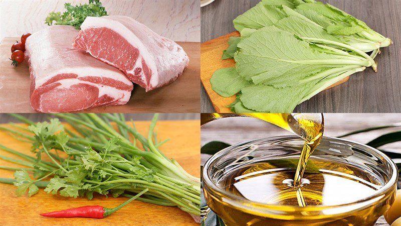 Nguyên liệu chuẩn bị cho cách nấu canh cải xanh