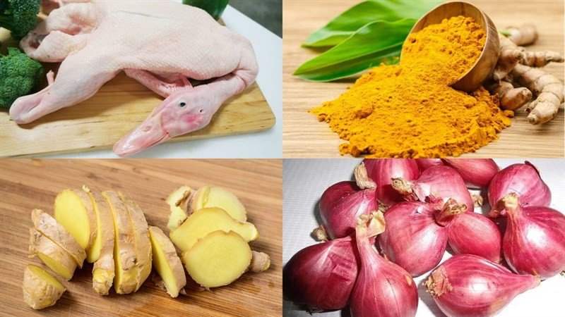 Nguyên liệu chuẩn bị cho cách nấu cháo vịt truyền thống