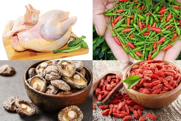 Nguyên liệu chuẩn bị cho cách nấu lẩu gà ớt hiểm chua cay
