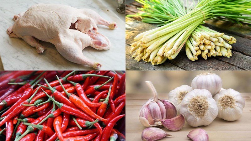 Nguyên liệu chuẩn bị cho cách nấu vịt kho sả