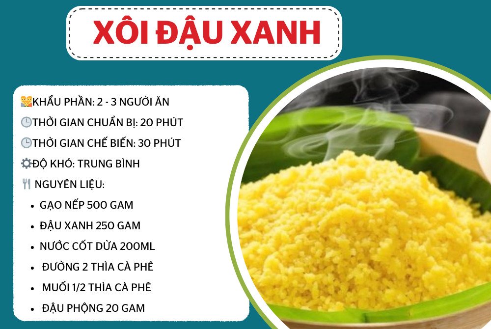 Nguyên liệu chuẩn bị cho cách nấu xôi đậu xanh nguyên hạt