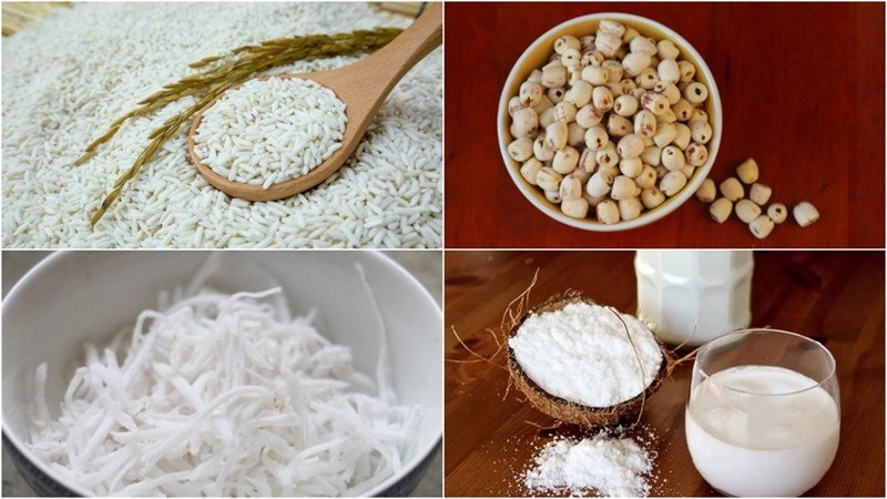 Cách Nấu Xôi Hạt Sen Dừa Thơm Ngon Dẻo Mềm Chuẩn Vị Nguyên liệu chuẩn bị cho cách nấu xôi hạt sen dừa