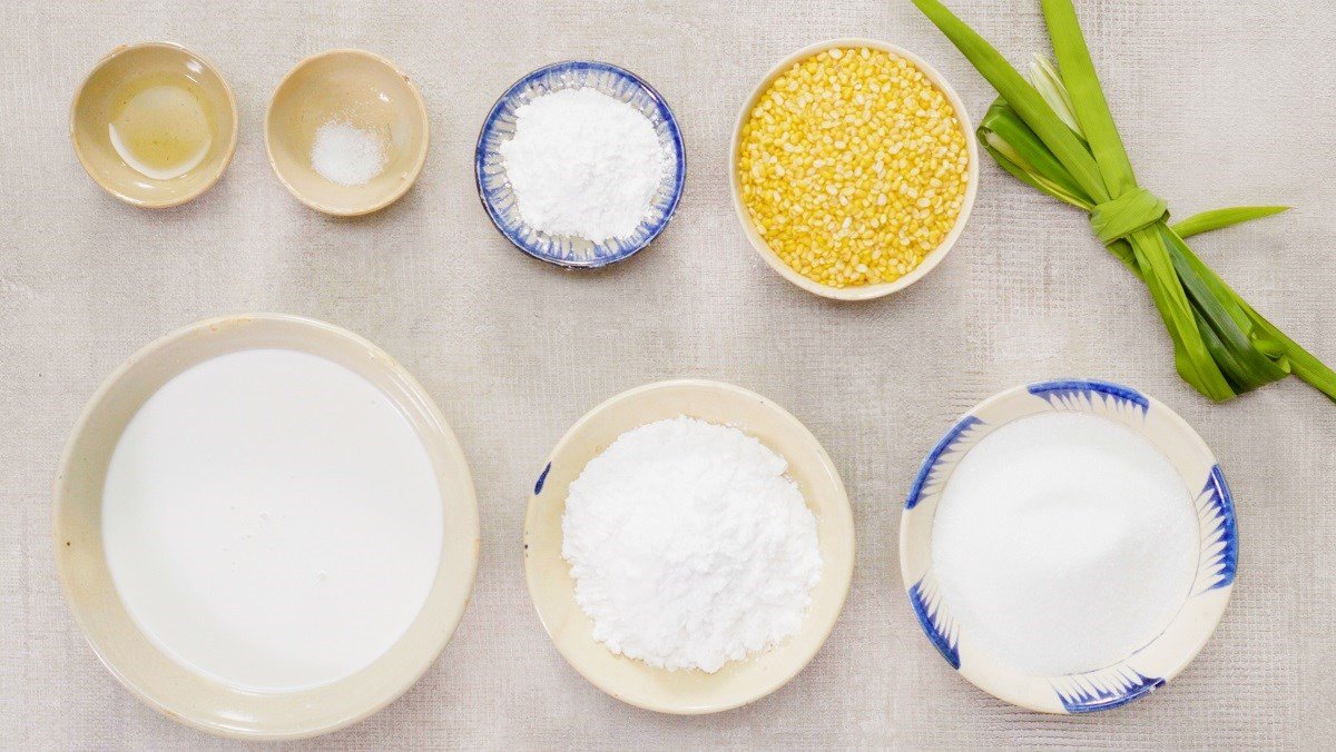 Nguyên liệu chuẩn bị cho công thức bánh da lợn đậu xanh