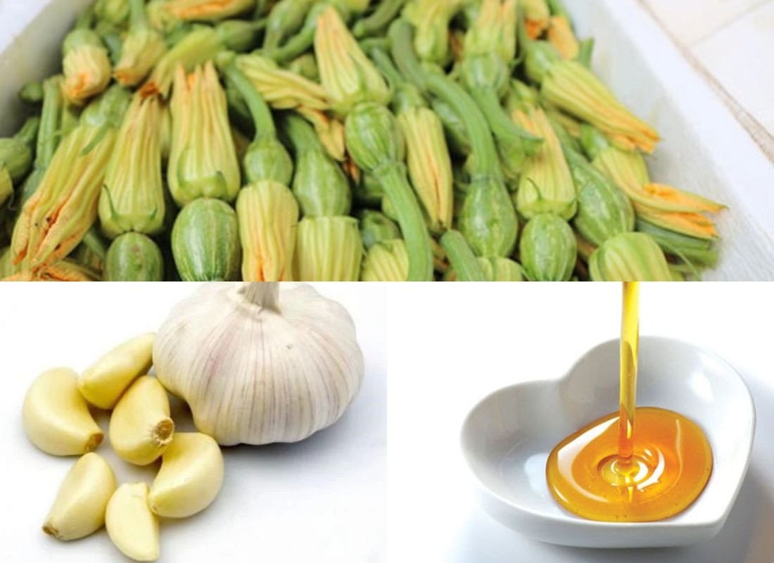 Nguyên liệu chuẩn bị cho món bông bí xào