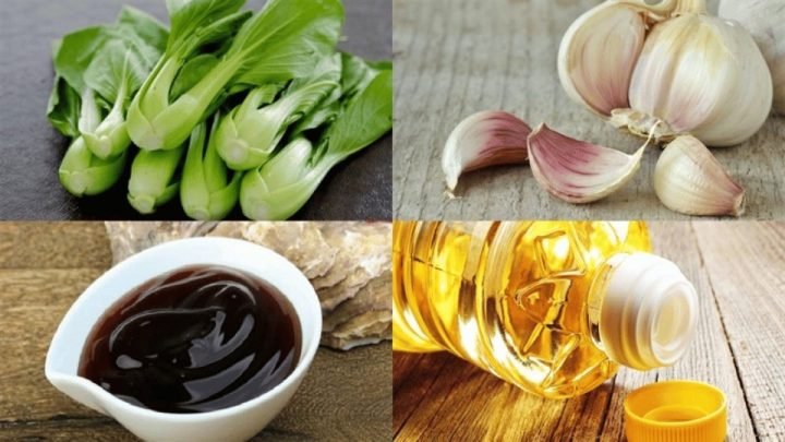 Nguyên liệu chuẩn bị cho món cải thìa xào tỏi