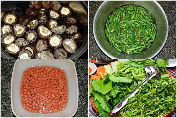 Nguyên liệu chuẩn bị cho món lẩu gà tiềm ớt hiểm
