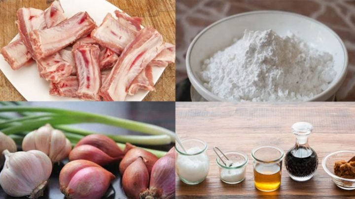 Nguyên liệu chuẩn bị cho món sườn chua ngọt đơn giản