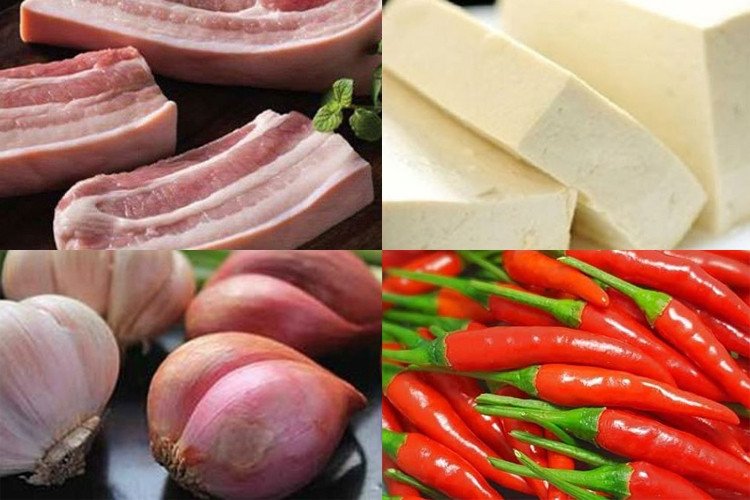 Cách Làm Thịt Kho Đậu Hũ Chuẩn Vị, Đậm Đà Khó Quên Nguyên liệu chuẩn bị cho món thịt kho đậu hũ