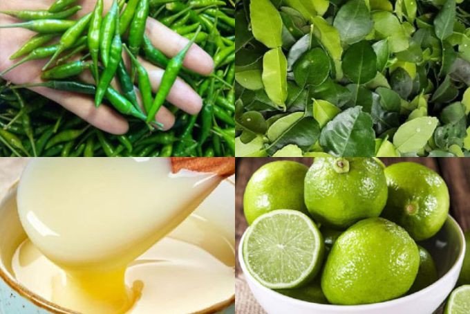 Nguyên liệu chuẩn bị cho muối ớt xanh chấm thịt gà