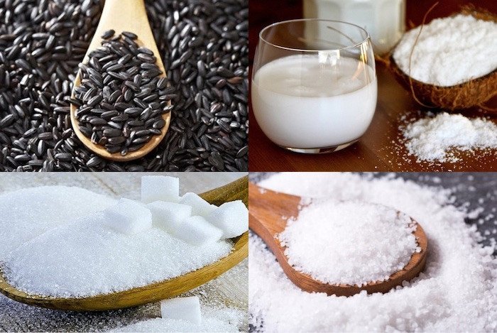 Nguyên liệu chuẩn bị để nấu nếp cẩm không cần ngâm