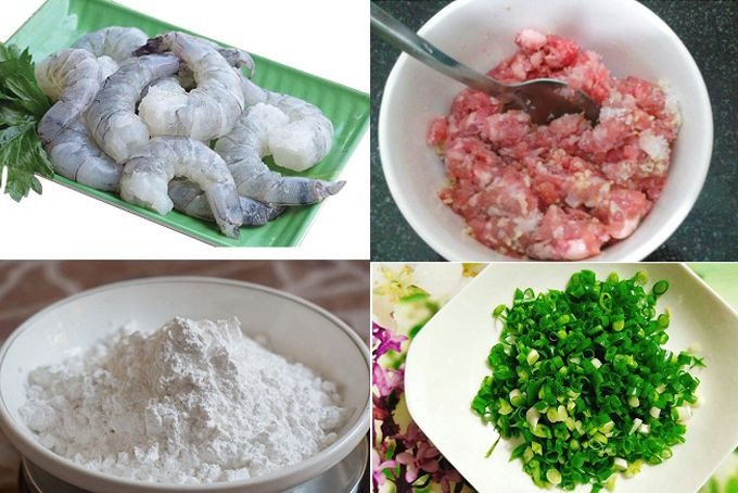 Nguyên liệu chuẩn bị làm bánh bột lọc nhân thịt thơm ngon