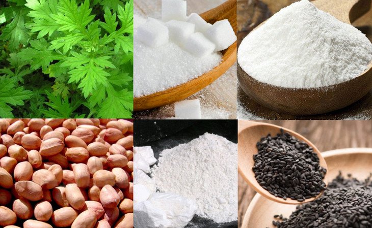 Nguyên liệu chuẩn bị làm bánh ngải cứu tại nhà
