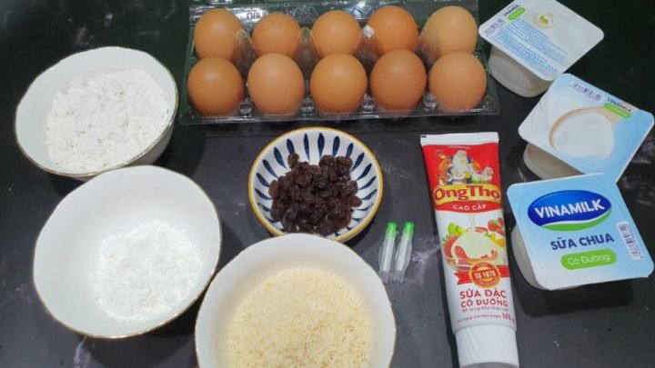 Nguyên liệu chuẩn bị làm bánh sữa chua nướng