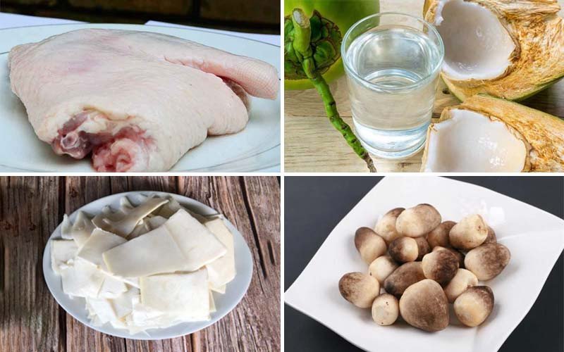 Nguyên liệu chuẩn bị làm món bún vịt sả