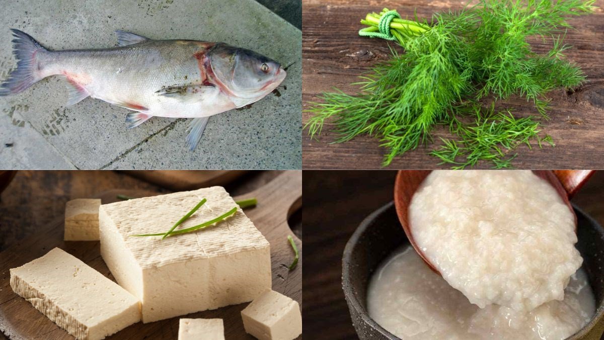 Nguyên liệu chuẩn bị làm món cá mè nấu mẻ