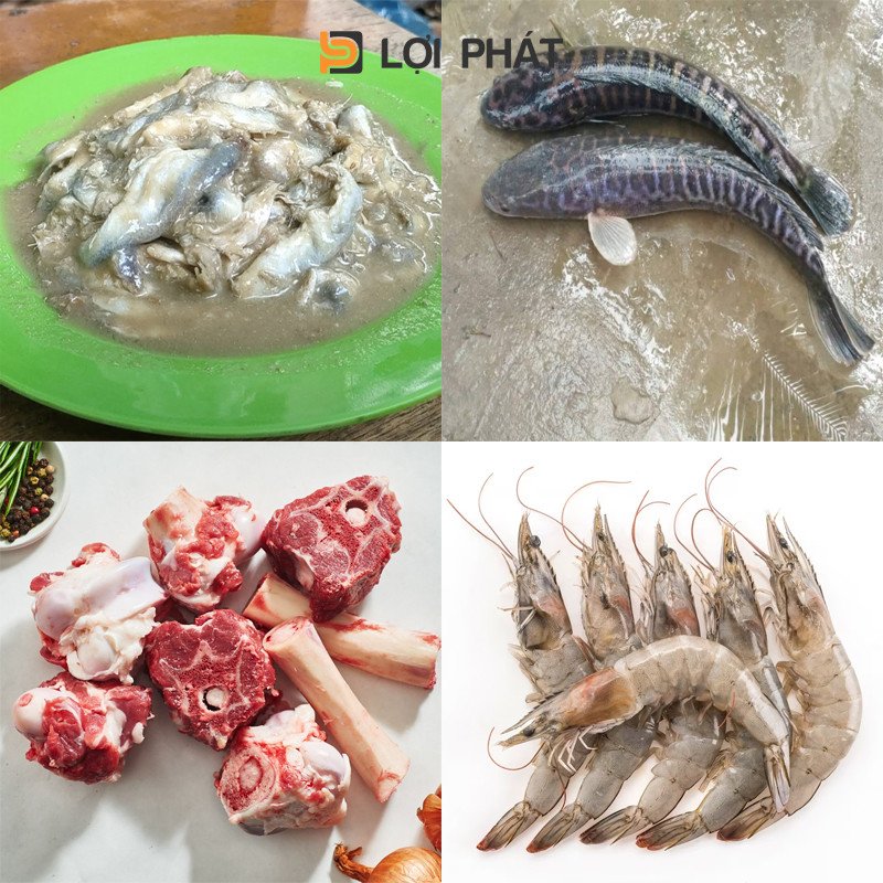 Nguyên liệu chuẩn bị nấu bún nước lèo Trà Vinh