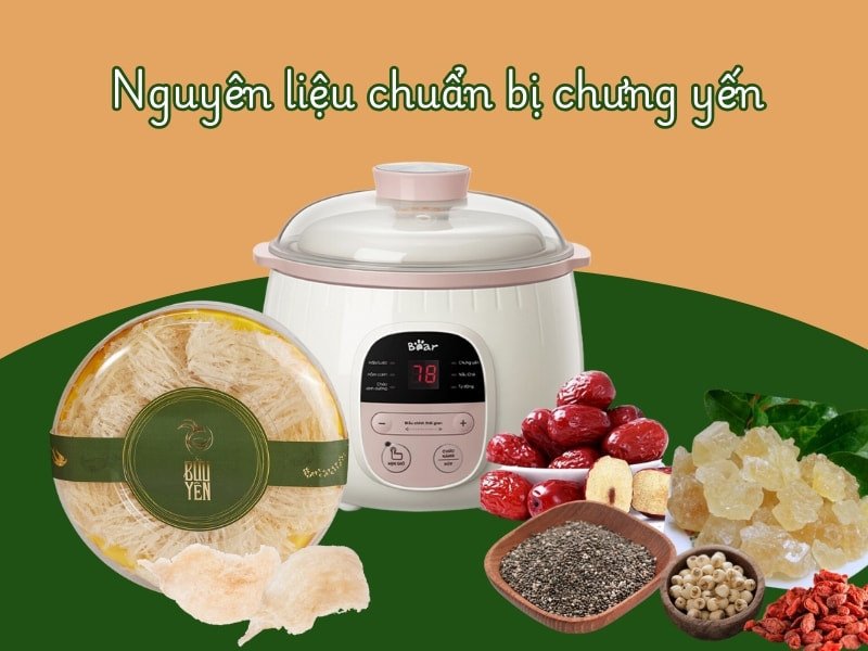 nguyên liệu chưng yến bằng nồi nấu chậm