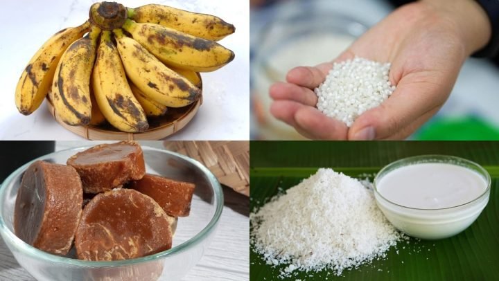 Nguyên liệu chuối tươi để nấu chè chuối bột năng
