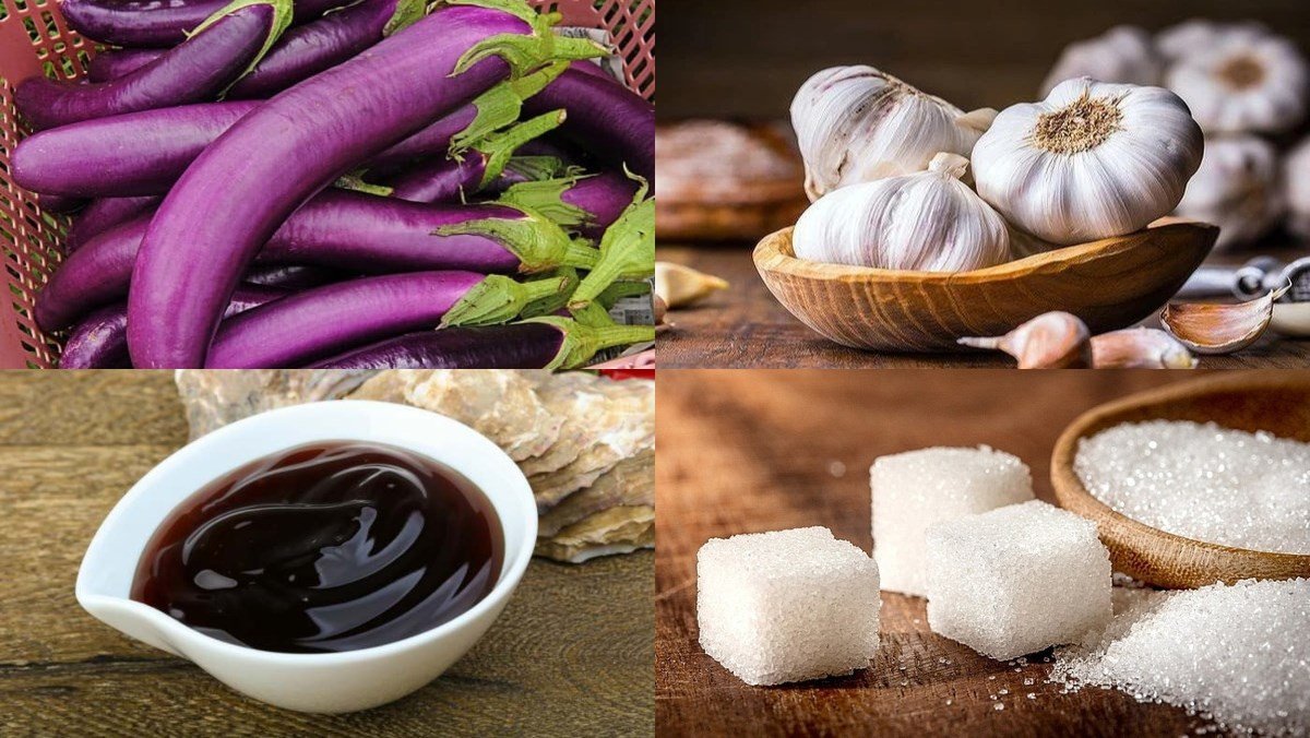 Nguyên liệu cơ bản cho món cà tím xào tỏi