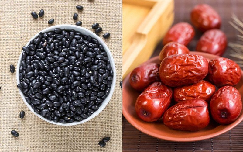 Nguyên liệu đậu đen và táo đỏ