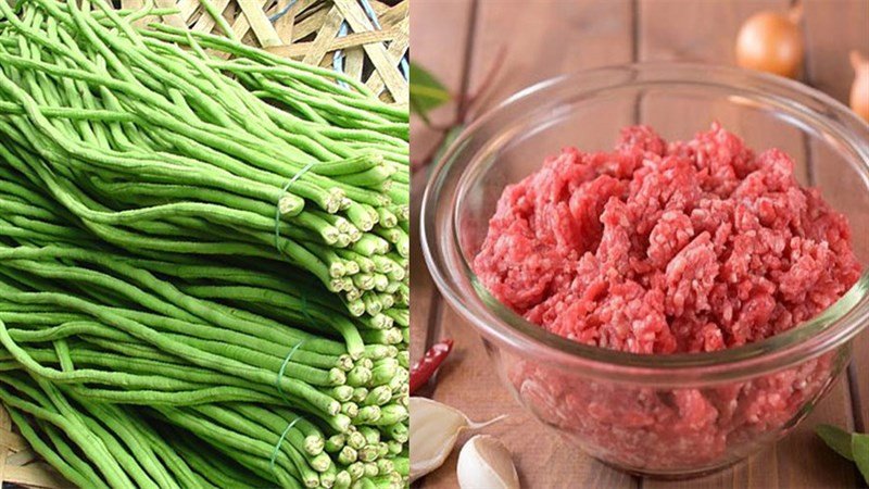 Nguyên liệu đậu đũa xào thịt cay