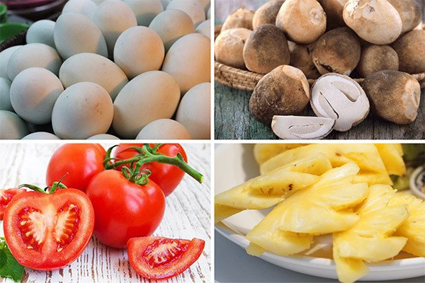Nguyên liệu đầy đủ cho món lẩu trứng lộn nấm chua cay