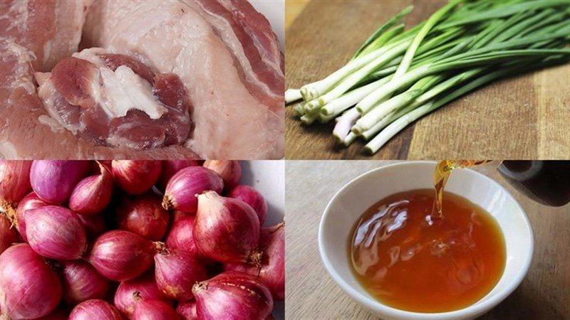 Nguyên liệu đầy đủ chuẩn bị cho món thịt rang cháy cạnh mềm ngon
