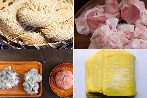 Nguyên liệu đầy đủ để chế biến món mì hoành thánh xá xíu tại nhà