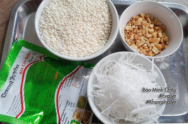 Nguyên liệu đầy đủ để chế biến món xôi dừa nạo hấp dẫn