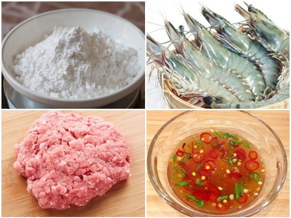 Nguyên liệu làm bánh bèo chén tôm thịt tươi ngon