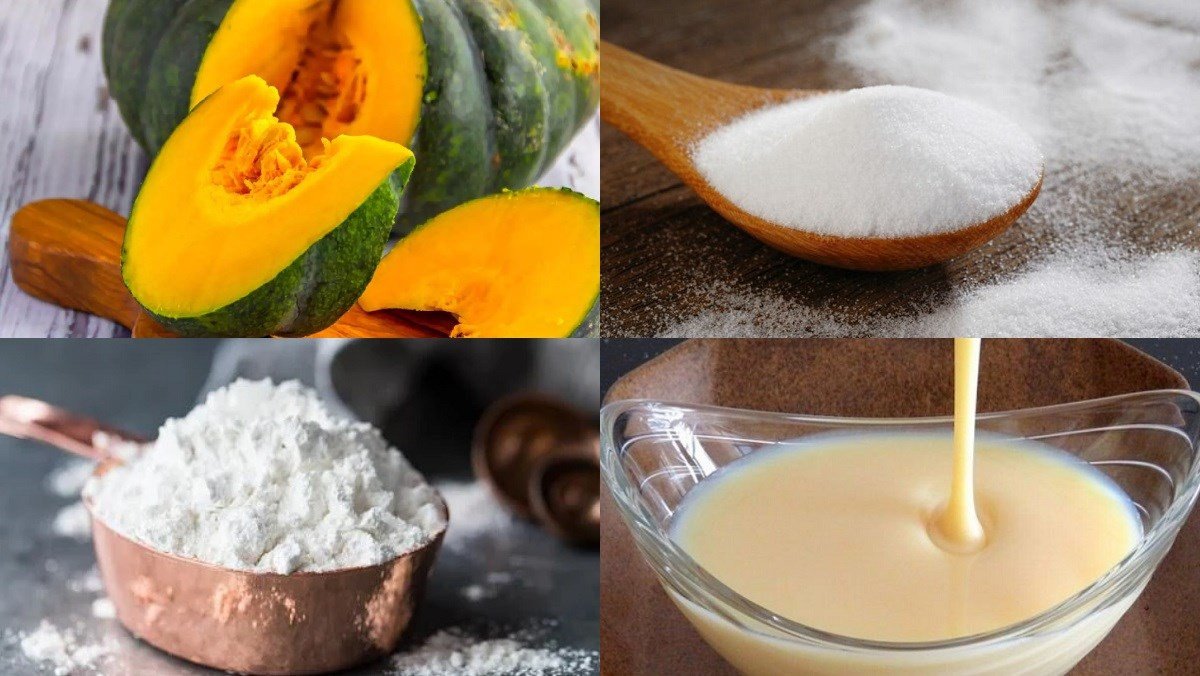 Nguyên liệu làm bánh bí đỏ chiên bằng bột mì