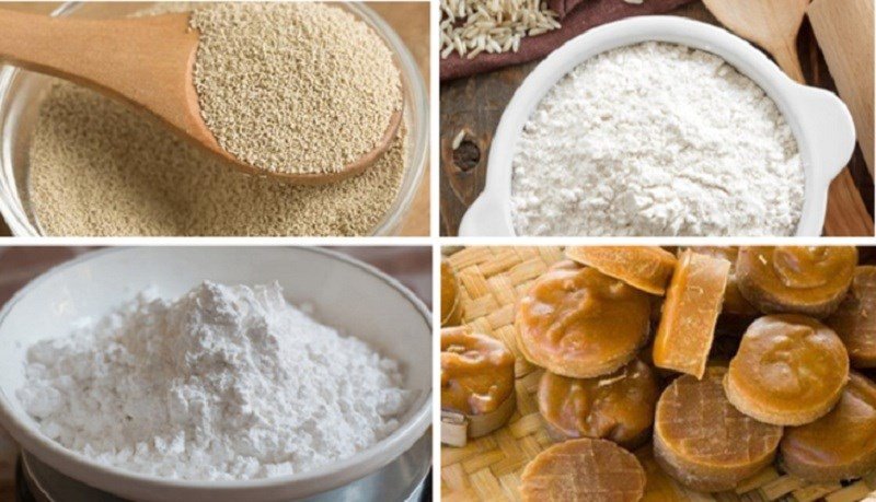 Nguyên liệu làm bánh bò thốt nốt hấp truyền thống