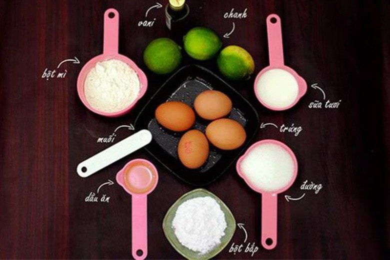 Nguyên liệu làm bánh bông lan bằng lò vi sóng