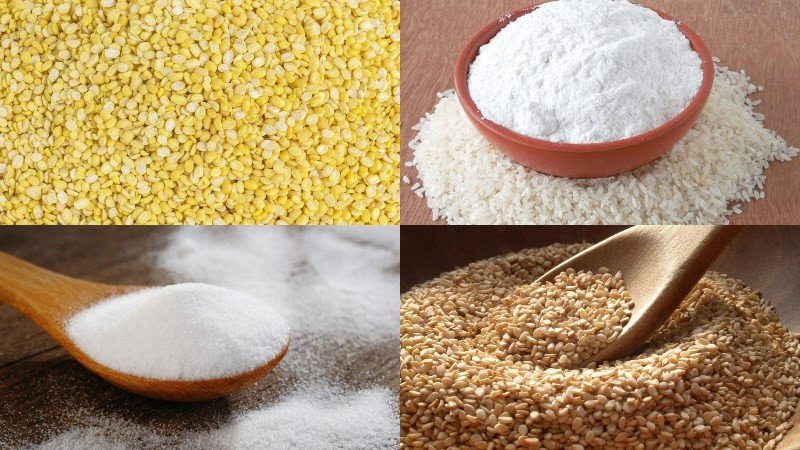 Nguyên liệu làm bánh giầy nhân đậu xanh