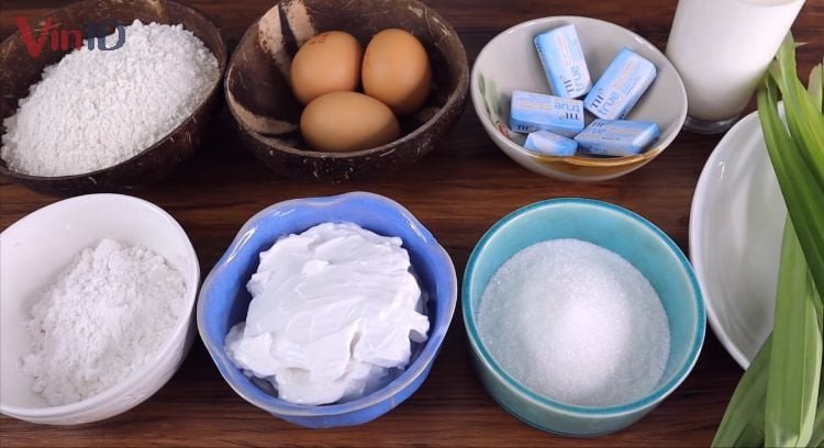 nguyên liệu làm bánh kẹp nướng lá dứa