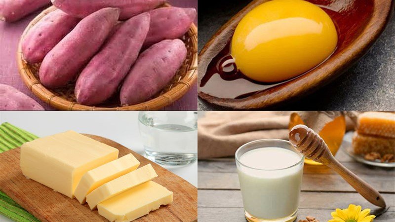 Nguyên liệu làm bánh khoai lang với trứng