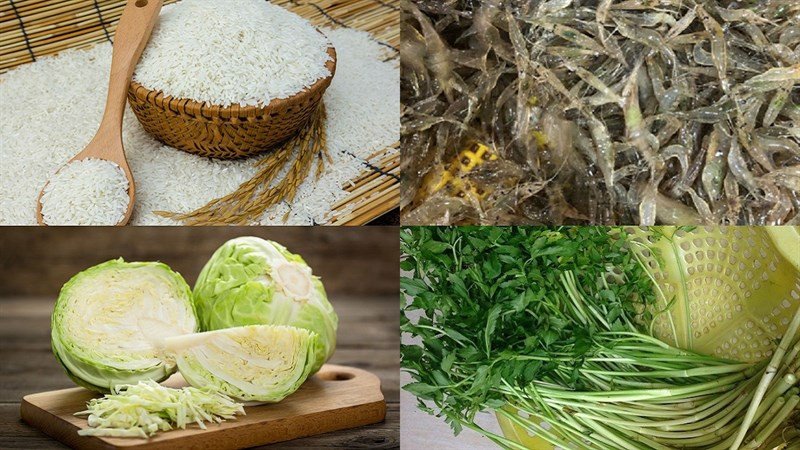 Nguyên liệu làm bánh khoái tép Thanh Hóa