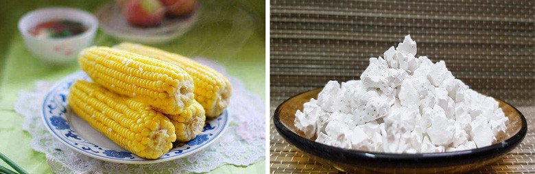 Nguyên liệu làm chè sắn dây ngô bao gồm các loại hạt và bột