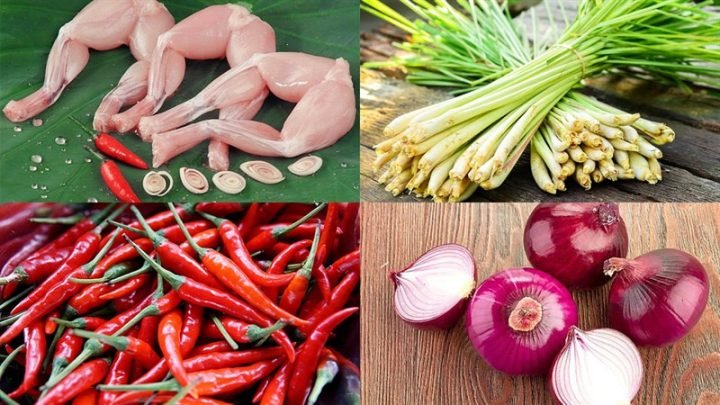 Nguyên liệu làm ếch xào sả ớt tươi ngon