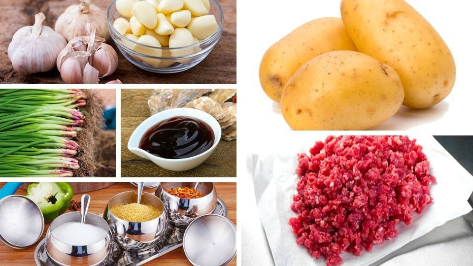 Nguyên liệu làm khoai tây xào thịt băm