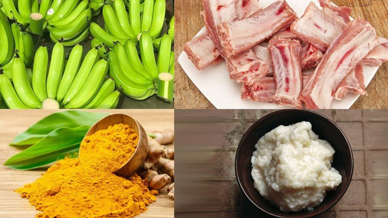 Nguyên liệu làm món canh sườn nấu chuối xanh