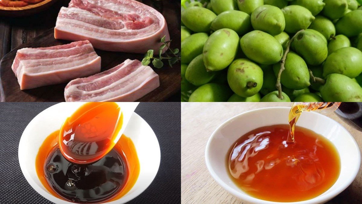 Nguyên liệu làm món thịt kho trám xanh