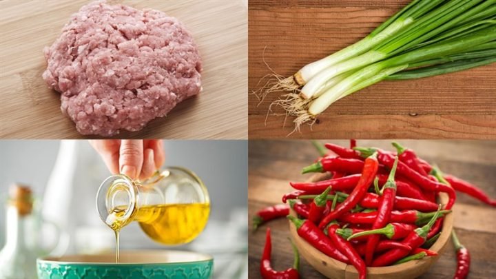 nguyên liệu làm thịt băm rang sả ớt