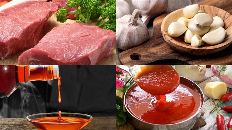 Nguyên liệu làm thịt gác bếp bao gồm thịt heo và gia vị đặc trưng