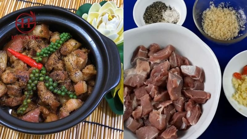 Nguyên liệu làm thịt kho tiêu xanh