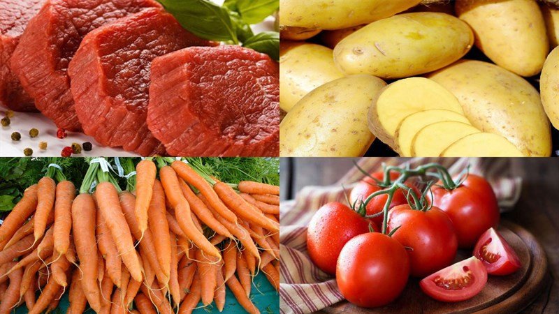 Nguyên liệu món ăn thịt trâu sốt vang