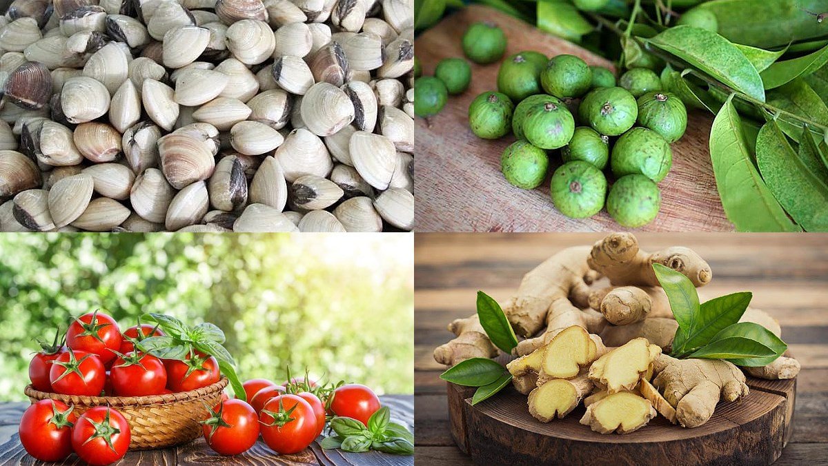 Nguyên liệu món canh chua ngao miền Bắc