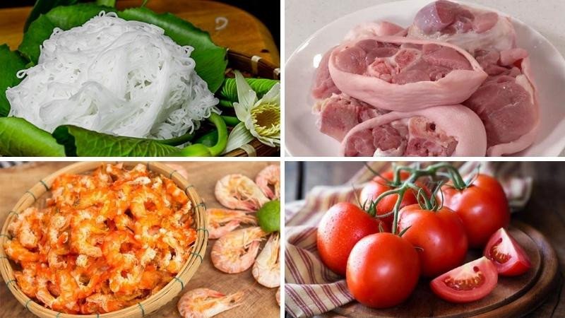 Nguyên liệu nấu bún riêu giò heo tươi ngon tại nhà